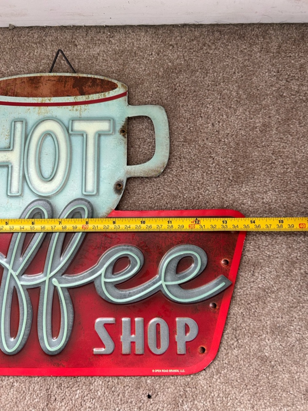 Vintage-Style Hot Coffee Shop & Eat Here Wall Sign Set - Picture 4 of 7